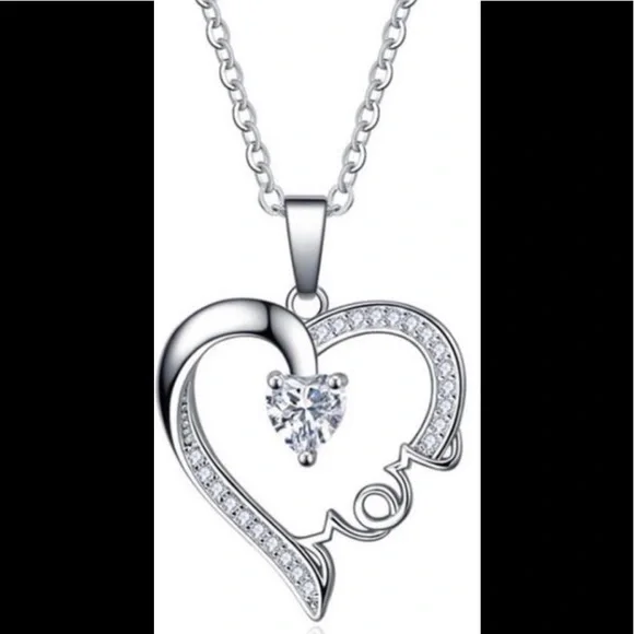 Silver Mom Heart Pendant - Picture 1 of 1